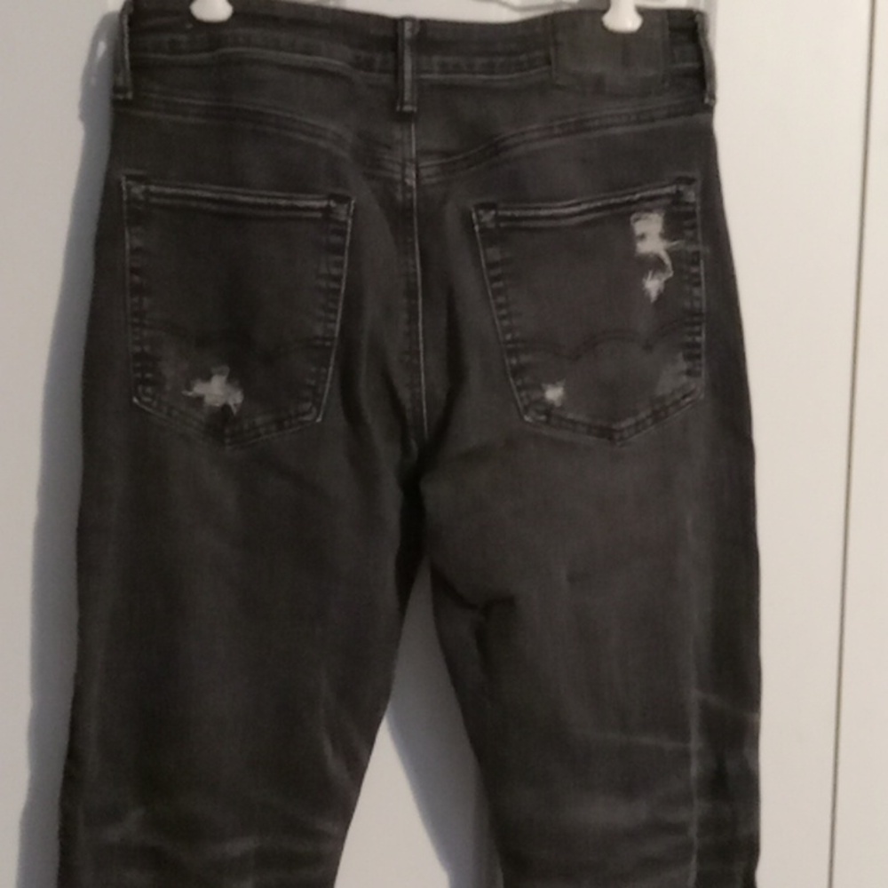 American Eagle Outfitters Men's Dark Gray Distressed Jeans - Picture 4 of 6